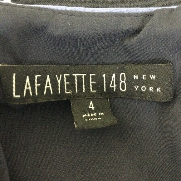 Lafayette 148 New York Dreas V-neck Pleated Twist Sleeveless Blue Dress Size 4 - Picture 6 of 8